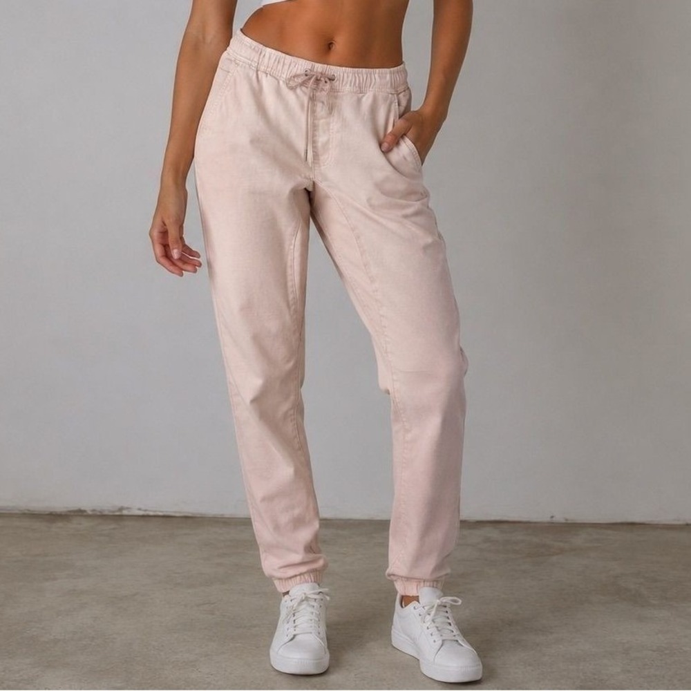 Bluenotes Slim Fit Drawstring Jogger Pants Light Pink Cotton Stretch